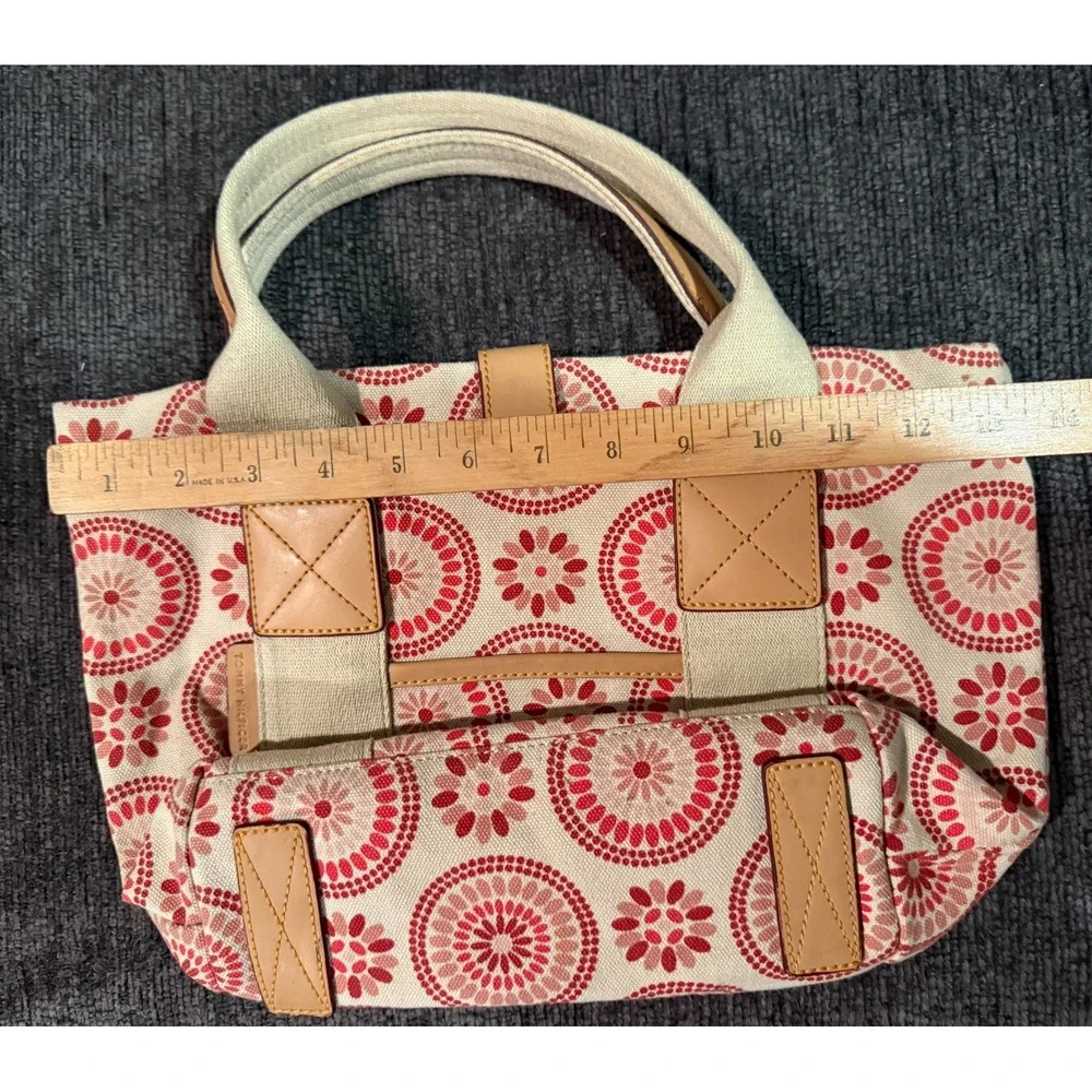 Tommy Hilfiger Medallion Floral Boho Canvas Tote Pink Red Bag Hawaiian